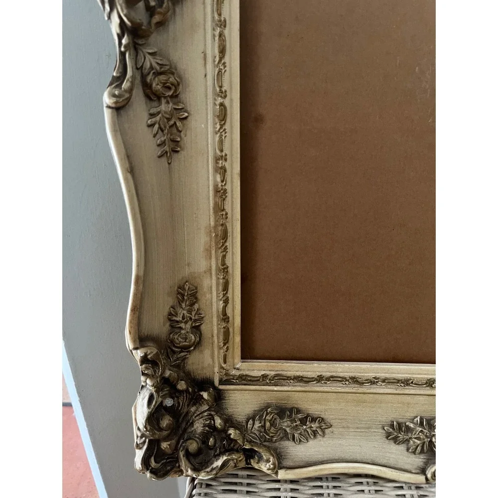 Vtg Rococo Style Wood Frame Distressed Baroque Scroll Shabby Chic Regency core